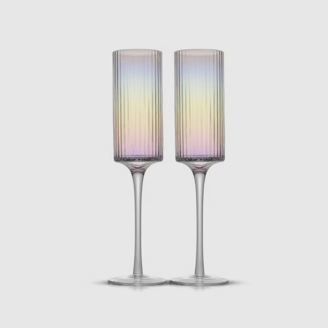 Christian Siriano Chroma Iridescent Champagne Glass Flutes